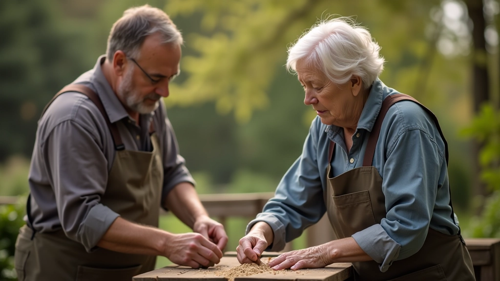 Group of volunteers working together on a community project, hands-on and engaged